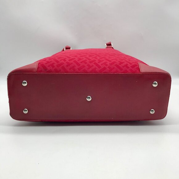 Talbots Red Monogram Canvas Tote Bag - Picture 5 of 10